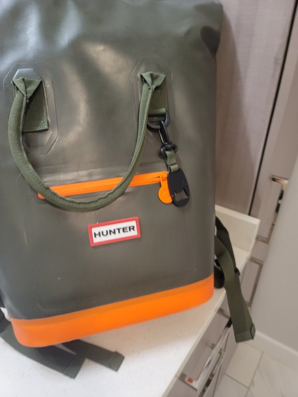 Hunter Target Roll-Top Backpack Cooler -Olive  Green/Orange Rubber - Picture 2 of 6